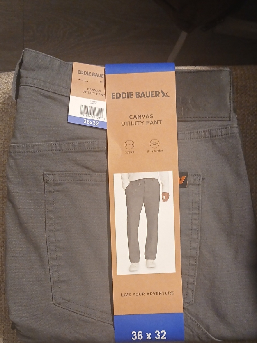 Eddie Bauer Gray Canvas Utility Pants 36 X 32 Brand New